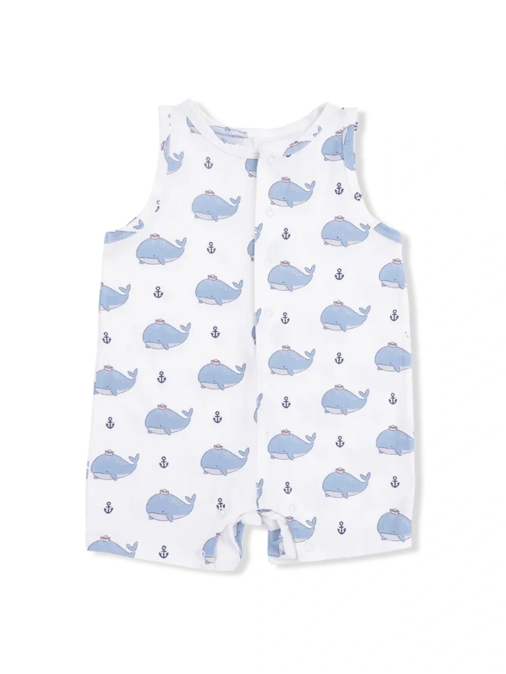 Angel Dear Bubbly Sailor Whales Shortie Romper 3-6 6-12 12-18 18-24 months